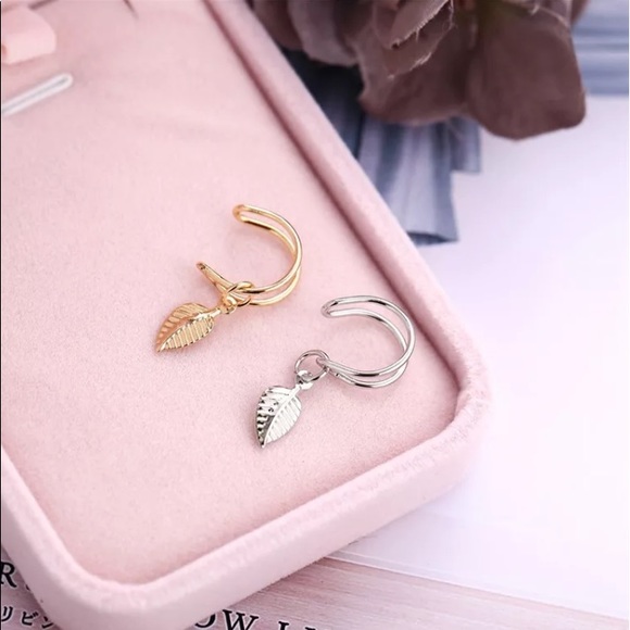 Boho Minimalist Leaf Ear Cuff/Fake No-Pierce Clip - Picture 7 of 11